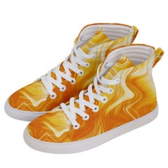 Gold Flames Pattern Women s Hi-top Skate Sneakers by SpinnyChairDesigns