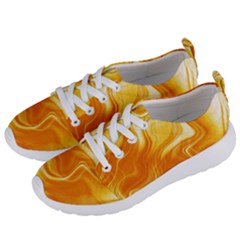 Gold Flames Pattern Women s Lightweight Sports Shoes by SpinnyChairDesigns