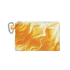 Gold Flames Pattern Canvas Cosmetic Bag (small) by SpinnyChairDesigns