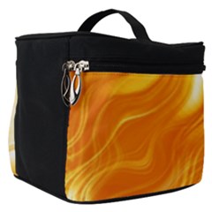 Gold Flames Pattern Make Up Travel Bag (small) by SpinnyChairDesigns