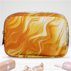 Gold Flames Pattern Make Up Pouch (small) by SpinnyChairDesigns