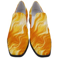 Gold Flames Pattern Women Slip On Heel Loafers by SpinnyChairDesigns