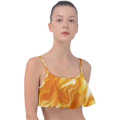 Gold Flames Pattern Frill Bikini Top by SpinnyChairDesigns