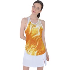 Gold Flames Pattern Racer Back Mesh Tank Top