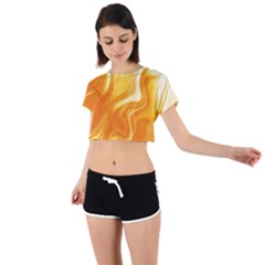 Gold Flames Pattern Tie Back Short Sleeve Crop Tee