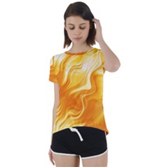 Gold Flames Pattern Short Sleeve Foldover Tee by SpinnyChairDesigns