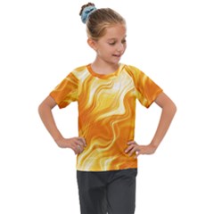 Gold Flames Pattern Kids  Mesh Piece Tee