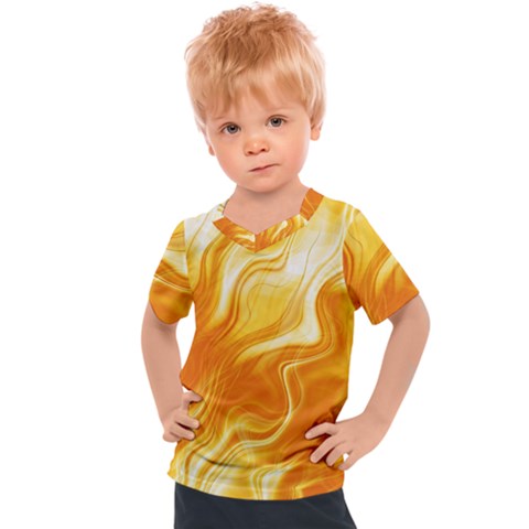 Gold Flames Pattern Kids  Sports Tee by SpinnyChairDesigns