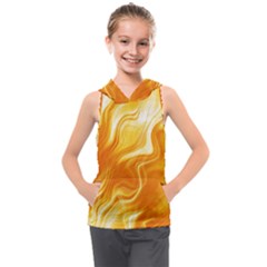 Gold Flames Pattern Kids  Sleeveless Hoodie