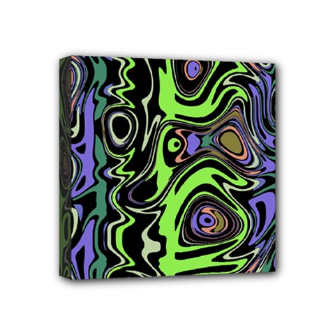 Green And Black Abstract Pattern Mini Canvas 4  X 4  (stretched) by SpinnyChairDesigns