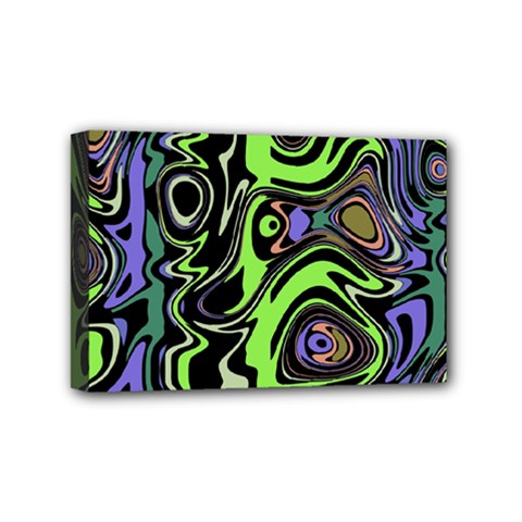 Green And Black Abstract Pattern Mini Canvas 6  X 4  (stretched) by SpinnyChairDesigns