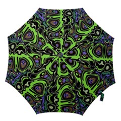 Green And Black Abstract Pattern Hook Handle Umbrellas (medium) by SpinnyChairDesigns