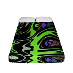 Green And Black Abstract Pattern Fitted Sheet (full/ Double Size) by SpinnyChairDesigns