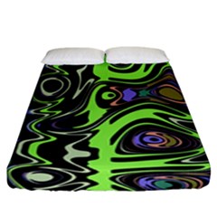 Green And Black Abstract Pattern Fitted Sheet (king Size) by SpinnyChairDesigns