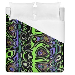 Green And Black Abstract Pattern Duvet Cover (queen Size) by SpinnyChairDesigns