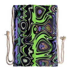 Green And Black Abstract Pattern Drawstring Bag (large) by SpinnyChairDesigns