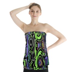 Green And Black Abstract Pattern Strapless Top by SpinnyChairDesigns