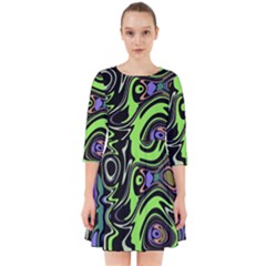 Green And Black Abstract Pattern Smock Dress by SpinnyChairDesigns