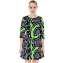 Green and Black Abstract Pattern Smock Dress View1