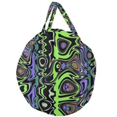 Green And Black Abstract Pattern Giant Round Zipper Tote by SpinnyChairDesigns