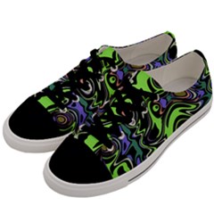 Green And Black Abstract Pattern Men s Low Top Canvas Sneakers by SpinnyChairDesigns