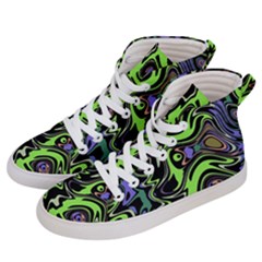 Green And Black Abstract Pattern Men s Hi-top Skate Sneakers by SpinnyChairDesigns