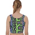 Green and Black Abstract Pattern Velvet Racer Back Crop Top View2