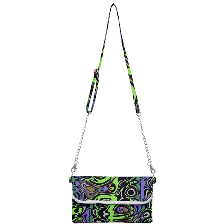 Green and Black Abstract Pattern Mini Crossbody Handbag