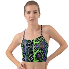 Green And Black Abstract Pattern Mini Tank Bikini Top by SpinnyChairDesigns