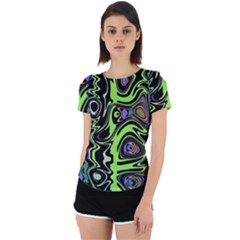 Green And Black Abstract Pattern Back Cut Out Sport Tee by SpinnyChairDesigns