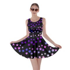 Purple Stars On Black Pattern Skater Dress by SpinnyChairDesigns