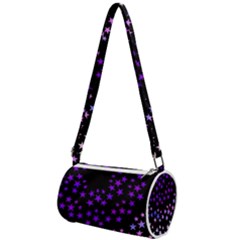 Purple Stars On Black Pattern Mini Cylinder Bag