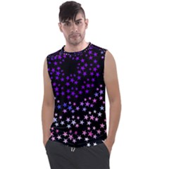 Purple Stars On Black Pattern Men s Regular Tank Top