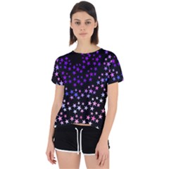 Purple Stars On Black Pattern Open Back Sport Tee