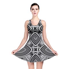 Black And White Intricate Pattern Reversible Skater Dress by SpinnyChairDesigns