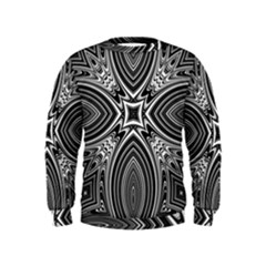 Black And White Intricate Pattern Kids  Sweatshirt by SpinnyChairDesigns