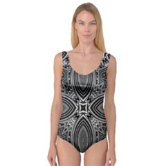 Black And White Intricate Pattern Princess Tank Leotard  by SpinnyChairDesigns