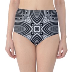 Black And White Intricate Pattern Classic High-waist Bikini Bottoms by SpinnyChairDesigns