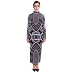 Black And White Intricate Pattern Turtleneck Maxi Dress by SpinnyChairDesigns