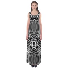 Black And White Intricate Pattern Empire Waist Maxi Dress by SpinnyChairDesigns