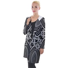 Black And White Intricate Pattern Hooded Pocket Cardigan by SpinnyChairDesigns