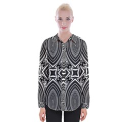 Black And White Intricate Pattern Womens Long Sleeve Shirt