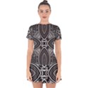 Black and White Intricate Pattern Drop Hem Mini Chiffon Dress View1