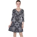 Black and White Intricate Pattern Ruffle Dress View1