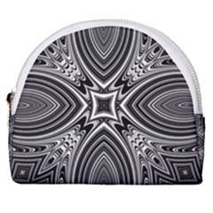 Black And White Intricate Pattern Horseshoe Style Canvas Pouch by SpinnyChairDesigns