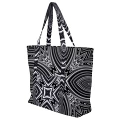 Black And White Intricate Pattern Zip Up Canvas Bag by SpinnyChairDesigns