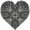 Black and White Intricate Pattern Wooden Puzzle Heart View1