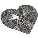 Black and White Intricate Pattern Wooden Puzzle Heart View3