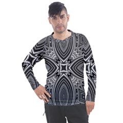 Black And White Intricate Pattern Men s Pique Long Sleeve Tee