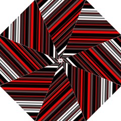 Red Black White Stripes Pattern Folding Umbrellas by SpinnyChairDesigns